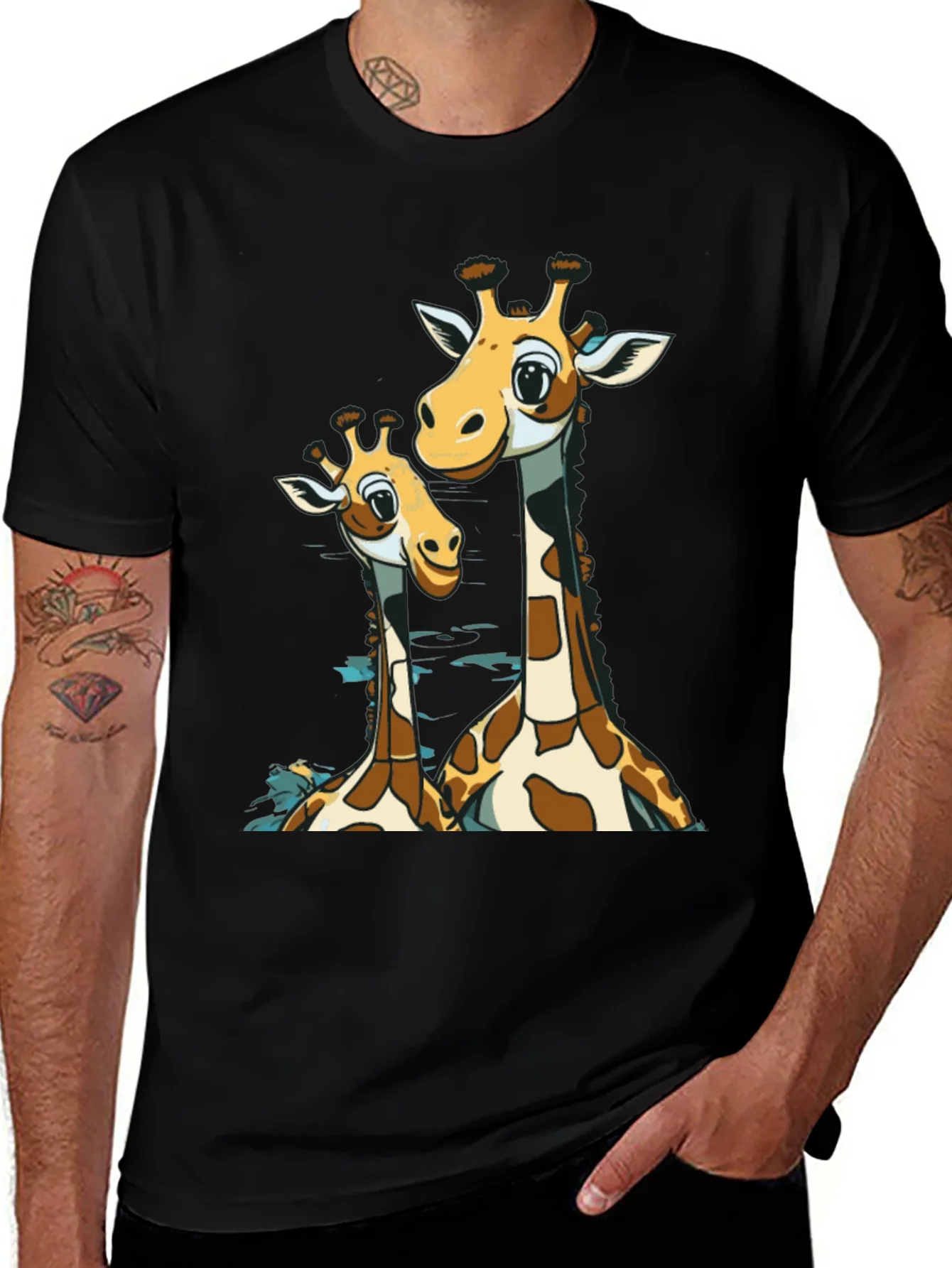 Giraffe Lover Black T-Shirt