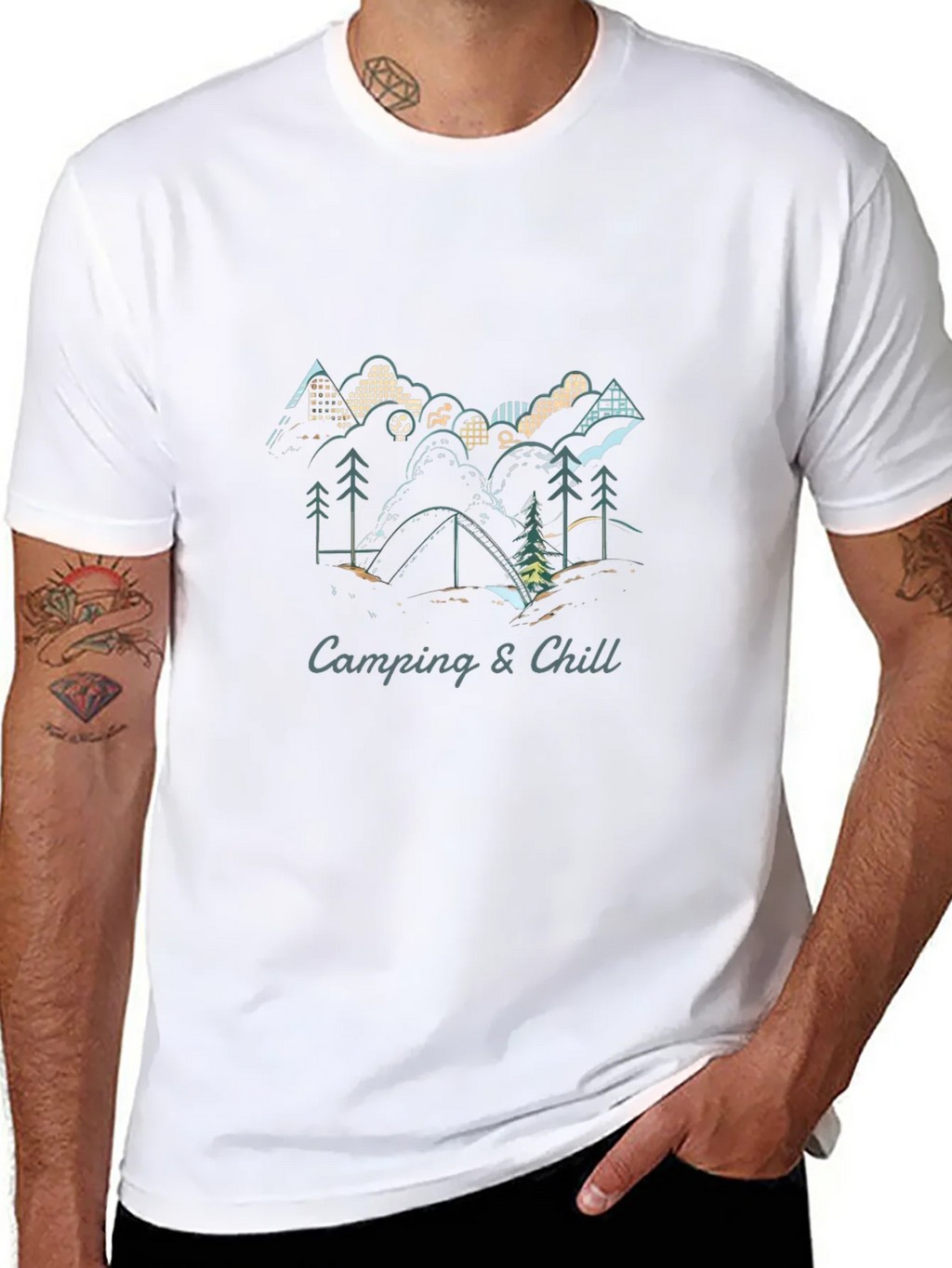Camping & Chill Graphic Tee - Black Short Sleeve Shirt