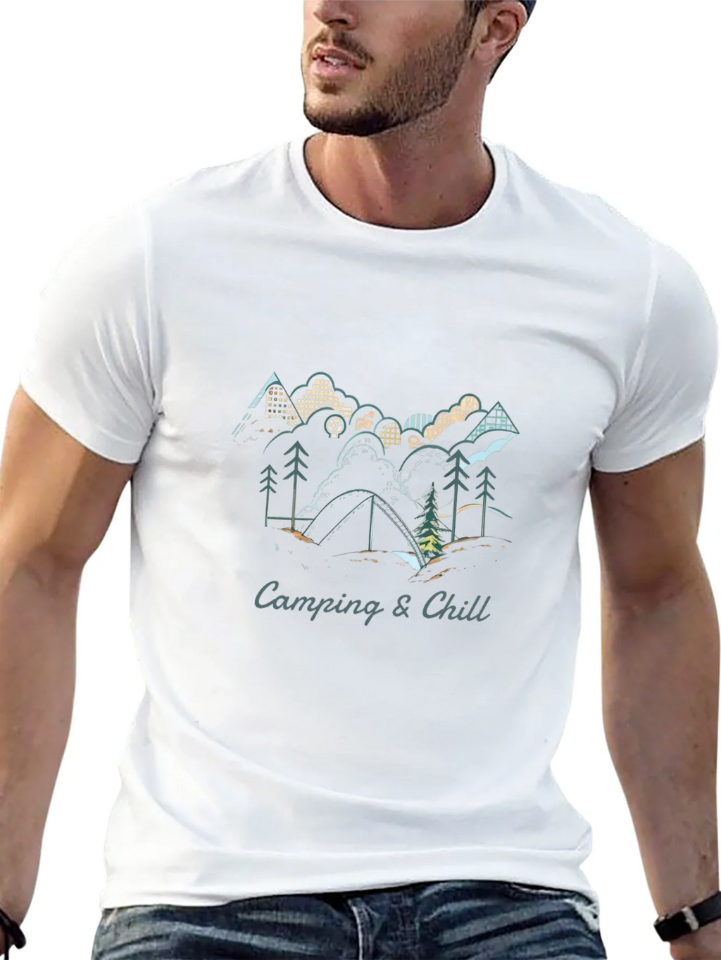 Camping & Chill Graphic Tee - Black Short Sleeve Shirt