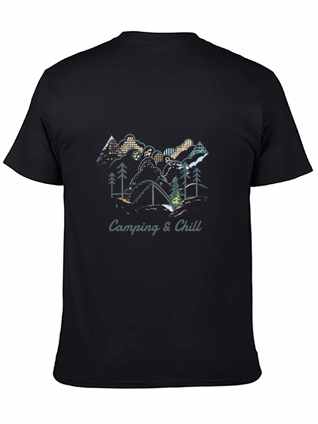 Camping & Chill Graphic Tee - Black Short Sleeve Shirt