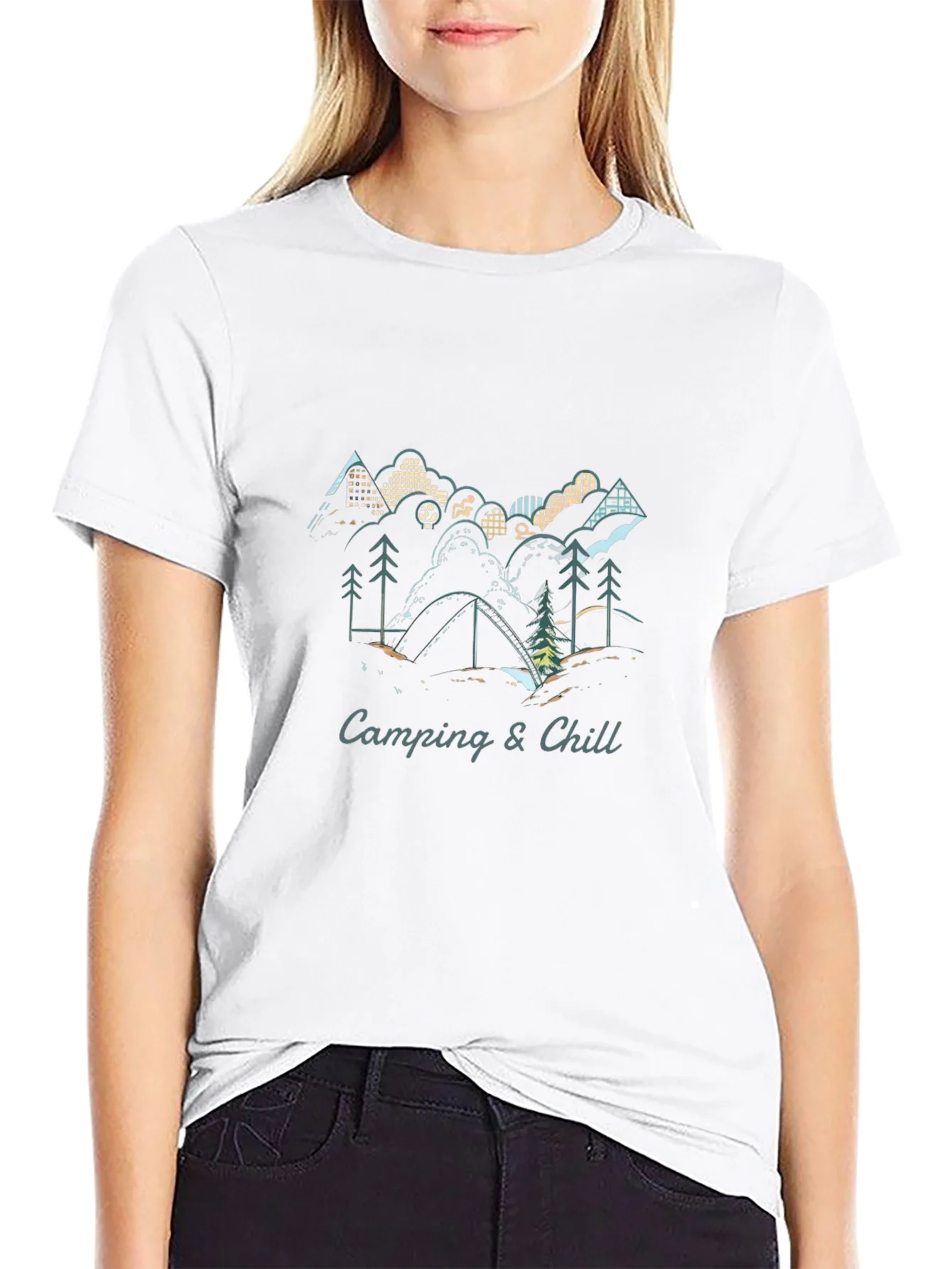 Camping & Chill Graphic Tee - Black Short Sleeve Shirt