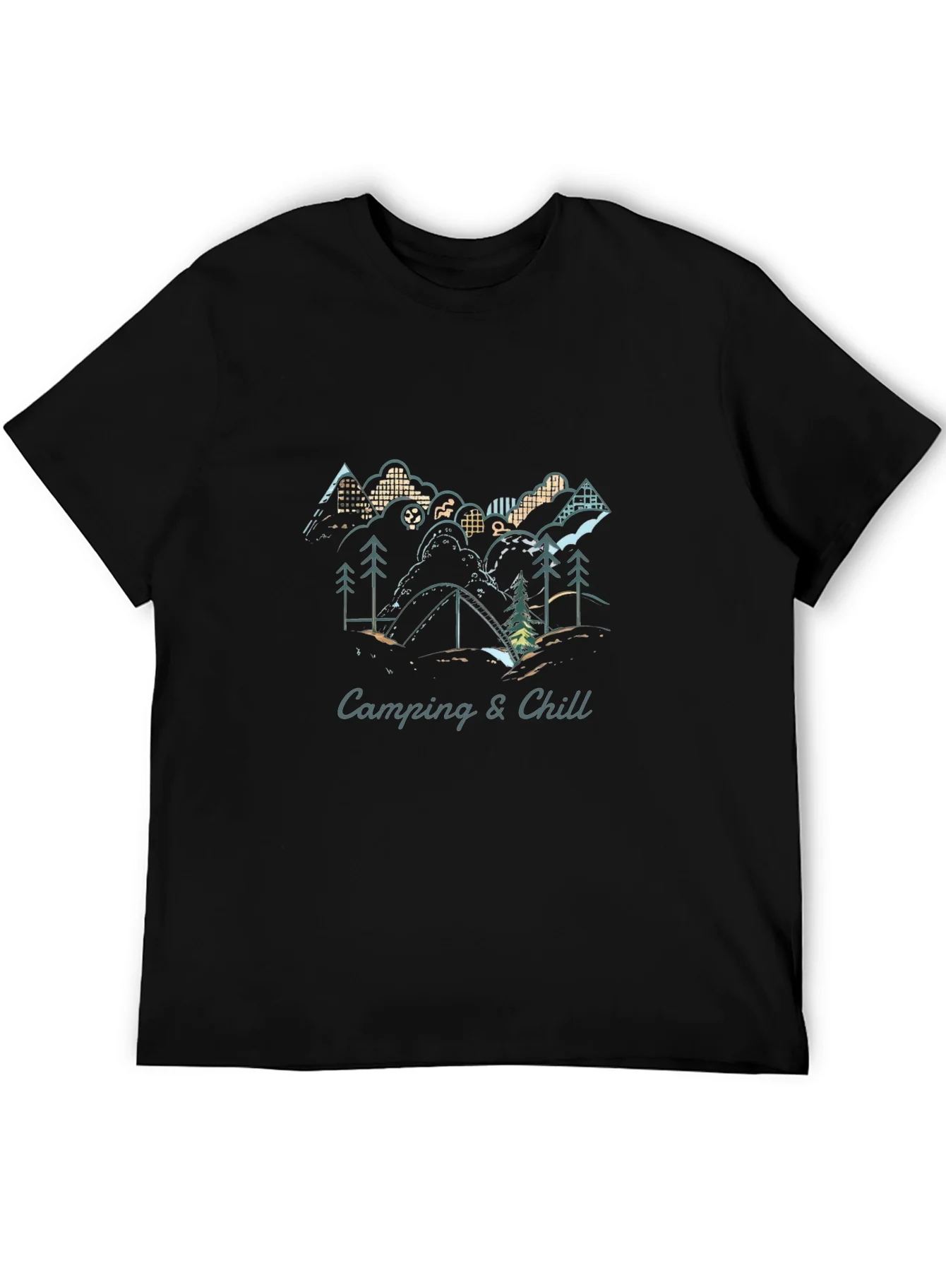 Camping & Chill Graphic Tee - Black Short Sleeve Shirt