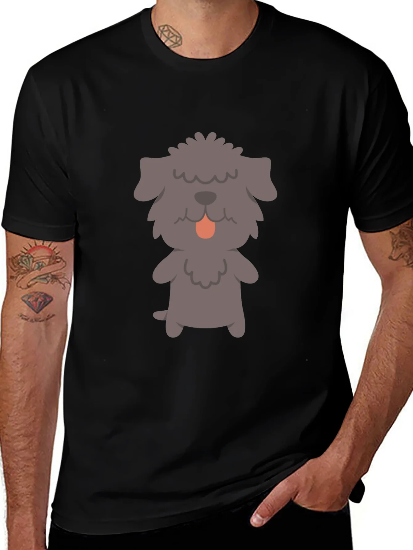 Dog Graphic T-Shirt - Black Cotton Tee