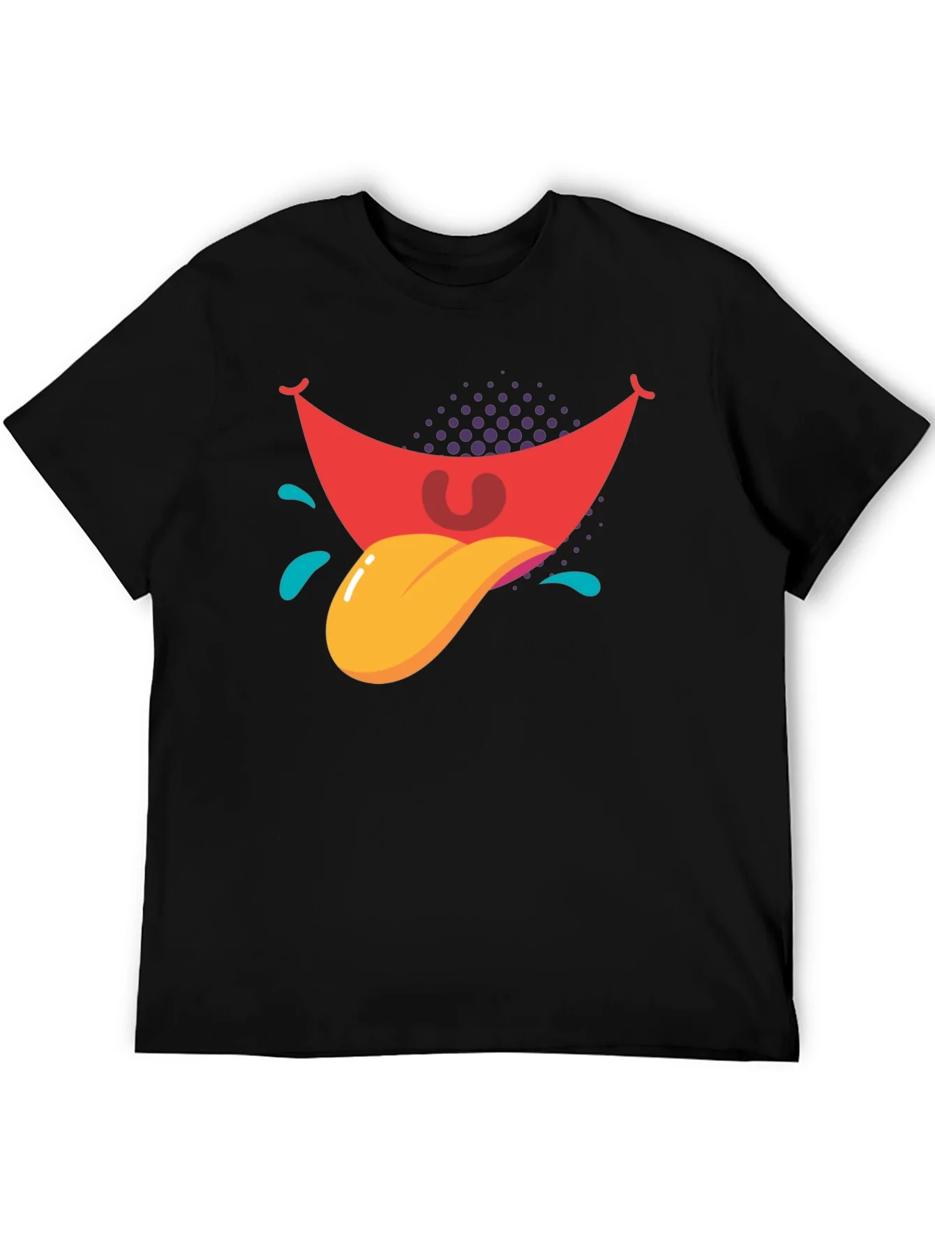 Cartoon Tongue Graphic Black T-Shirt