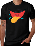 Cartoon Tongue Graphic Black T-Shirt