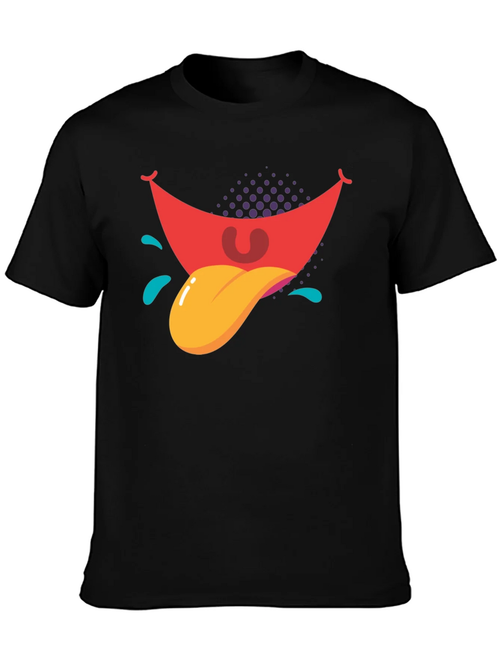 Cartoon Tongue Graphic Black T-Shirt