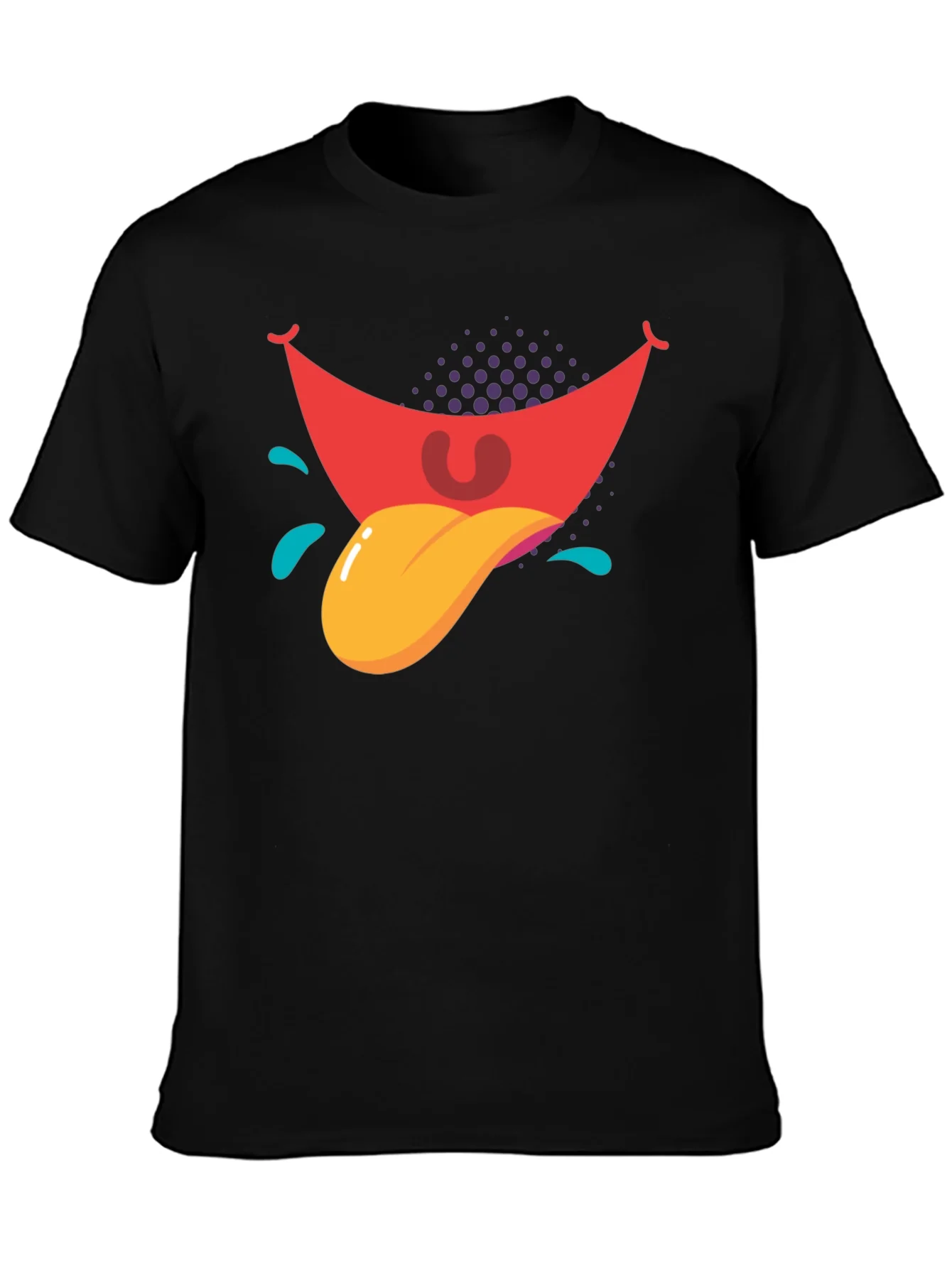 Cartoon Tongue Graphic Black T-Shirt