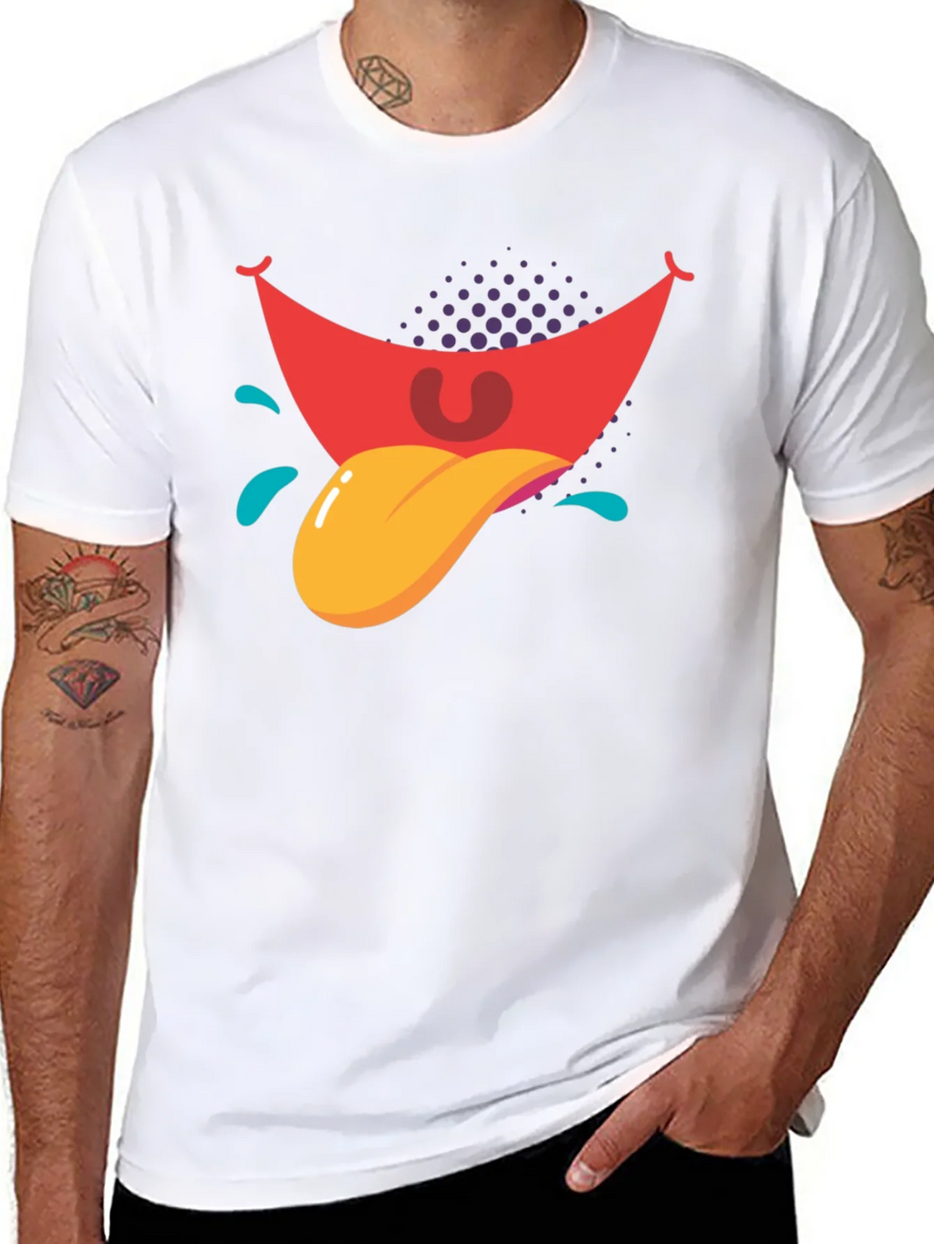 Cartoon Tongue Graphic Black T-Shirt