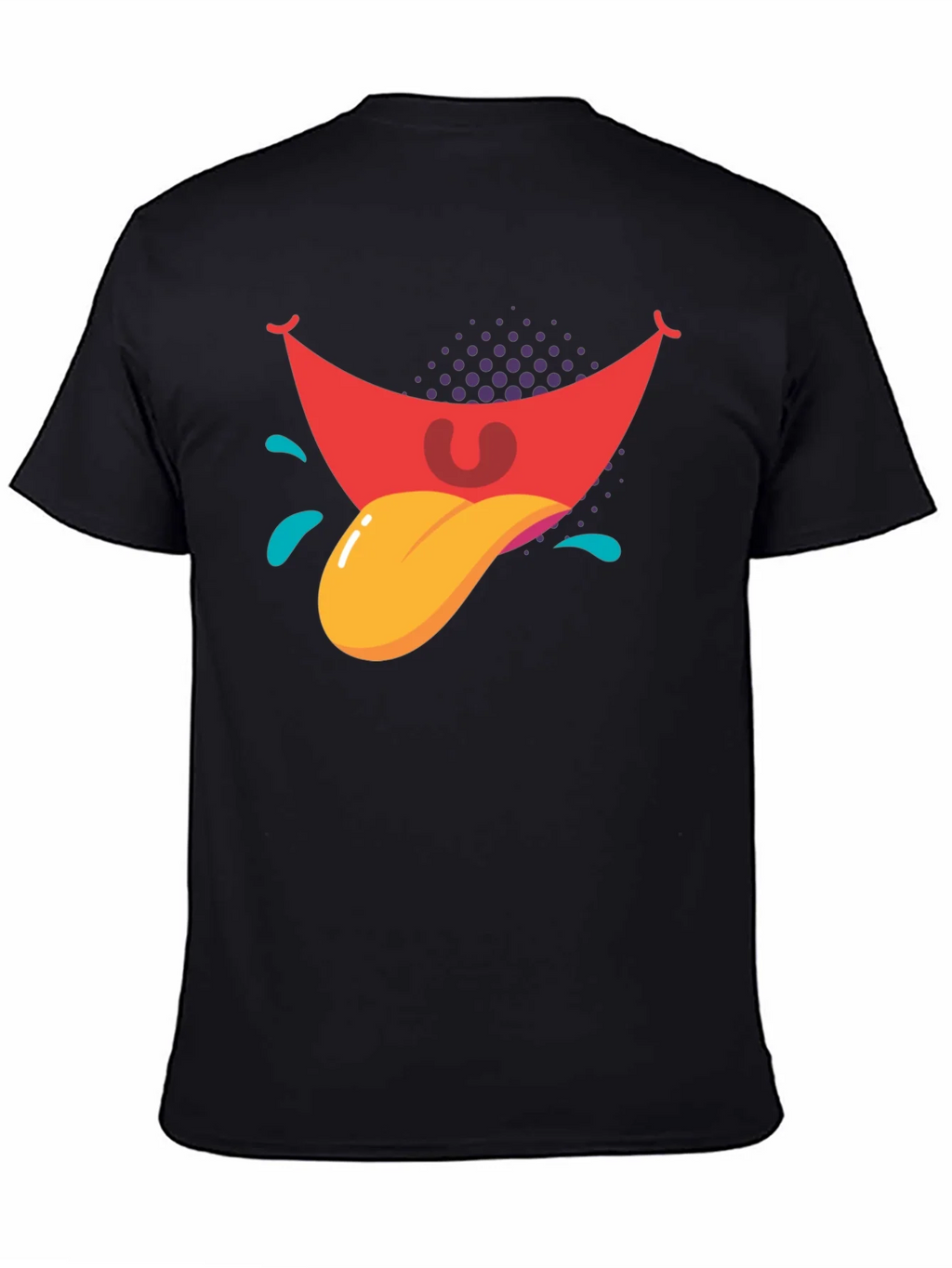 Cartoon Tongue Graphic Black T-Shirt