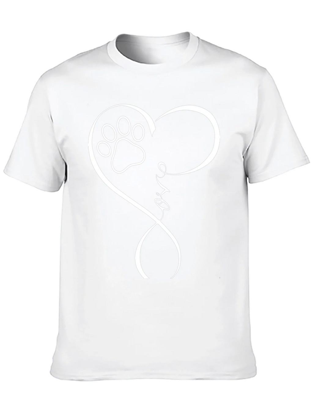 Love Paw Print Heart T-Shirt - Black
