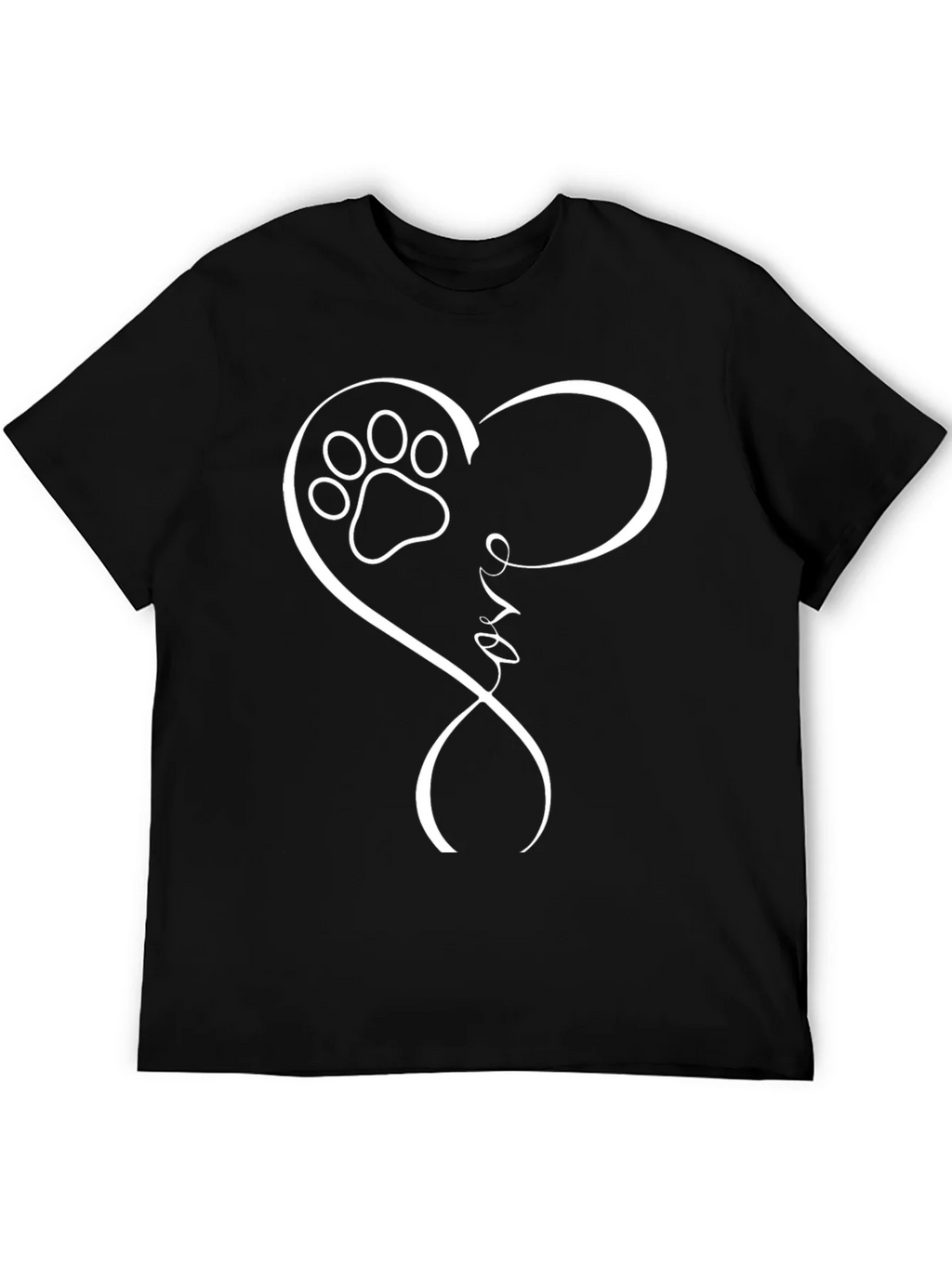 Love Paw Print Heart T-Shirt - Black