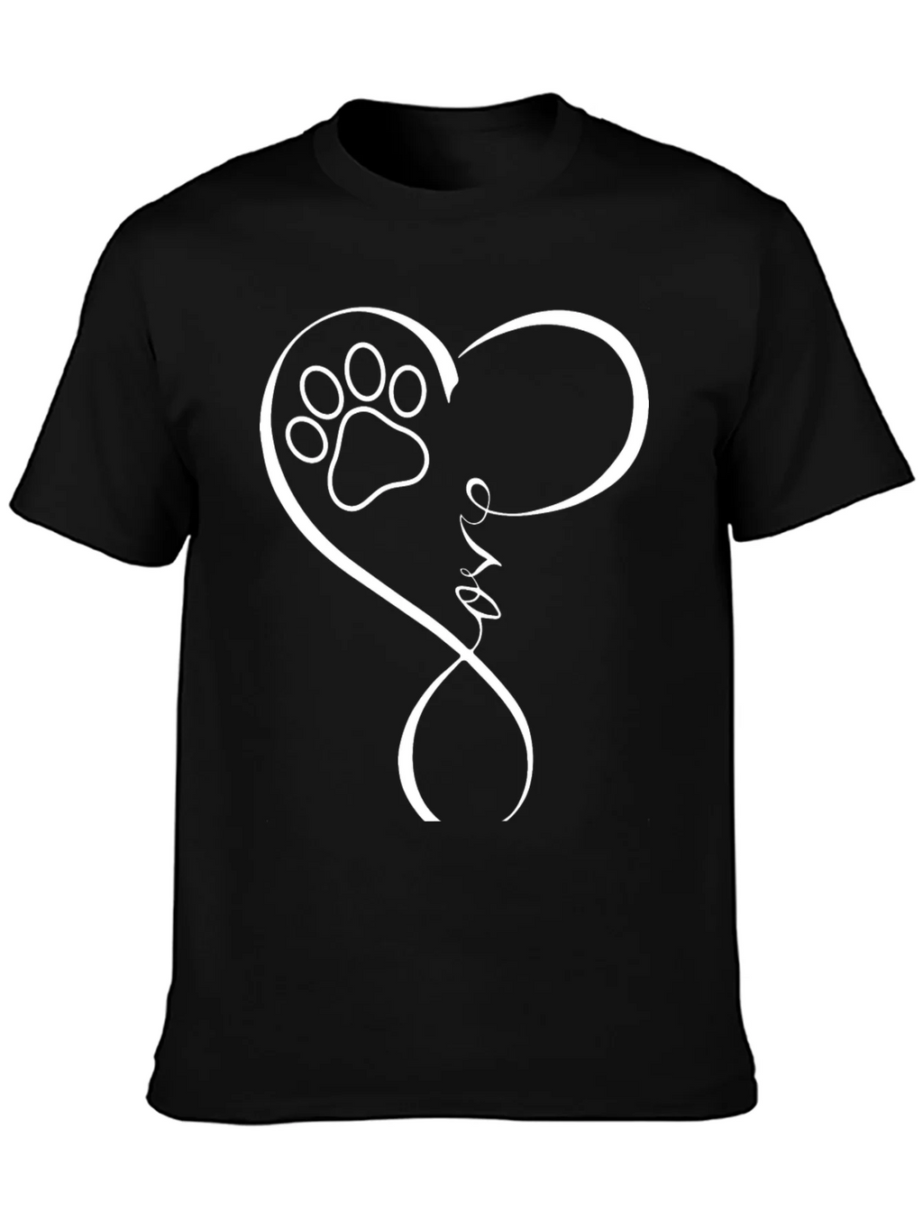 Love Paw Print Heart T-Shirt - Black