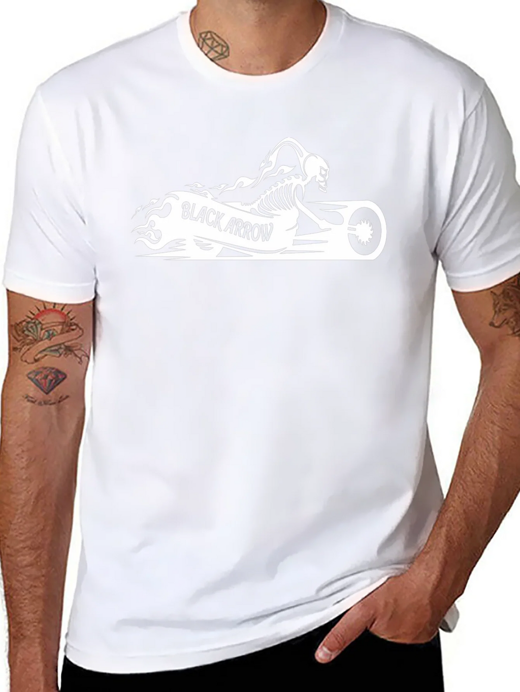 Black Arrow Skeleton Biker Graphic T-Shirt