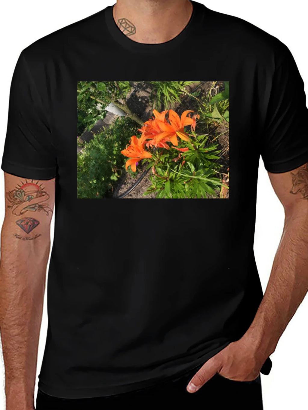Orange Lily Garden T-Shirt - Nature Inspired Tee