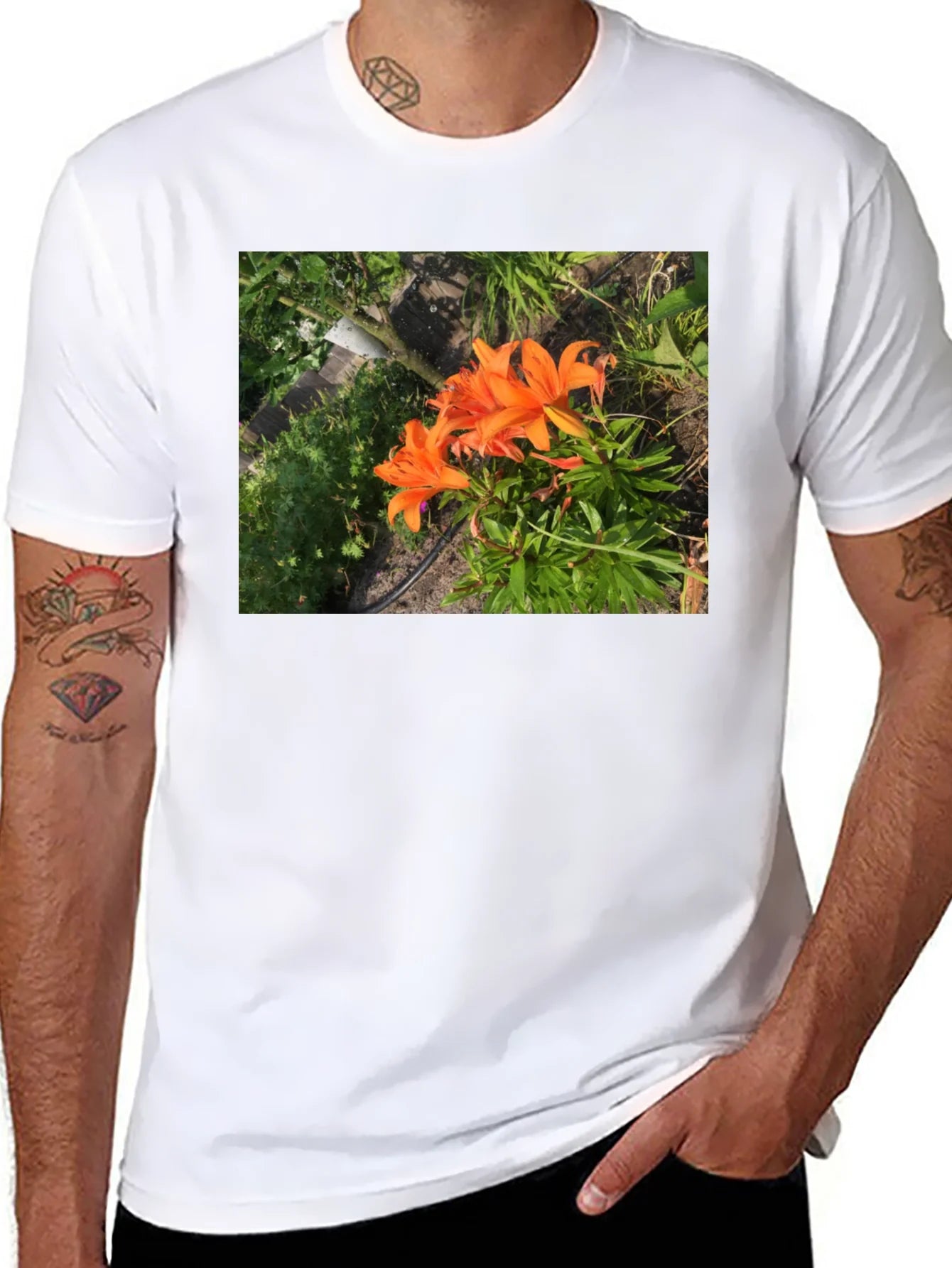 Orange Lily Garden T-Shirt - Nature Inspired Tee