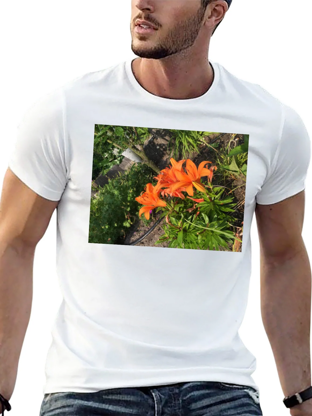 Orange Lily Garden T-Shirt - Nature Inspired Tee