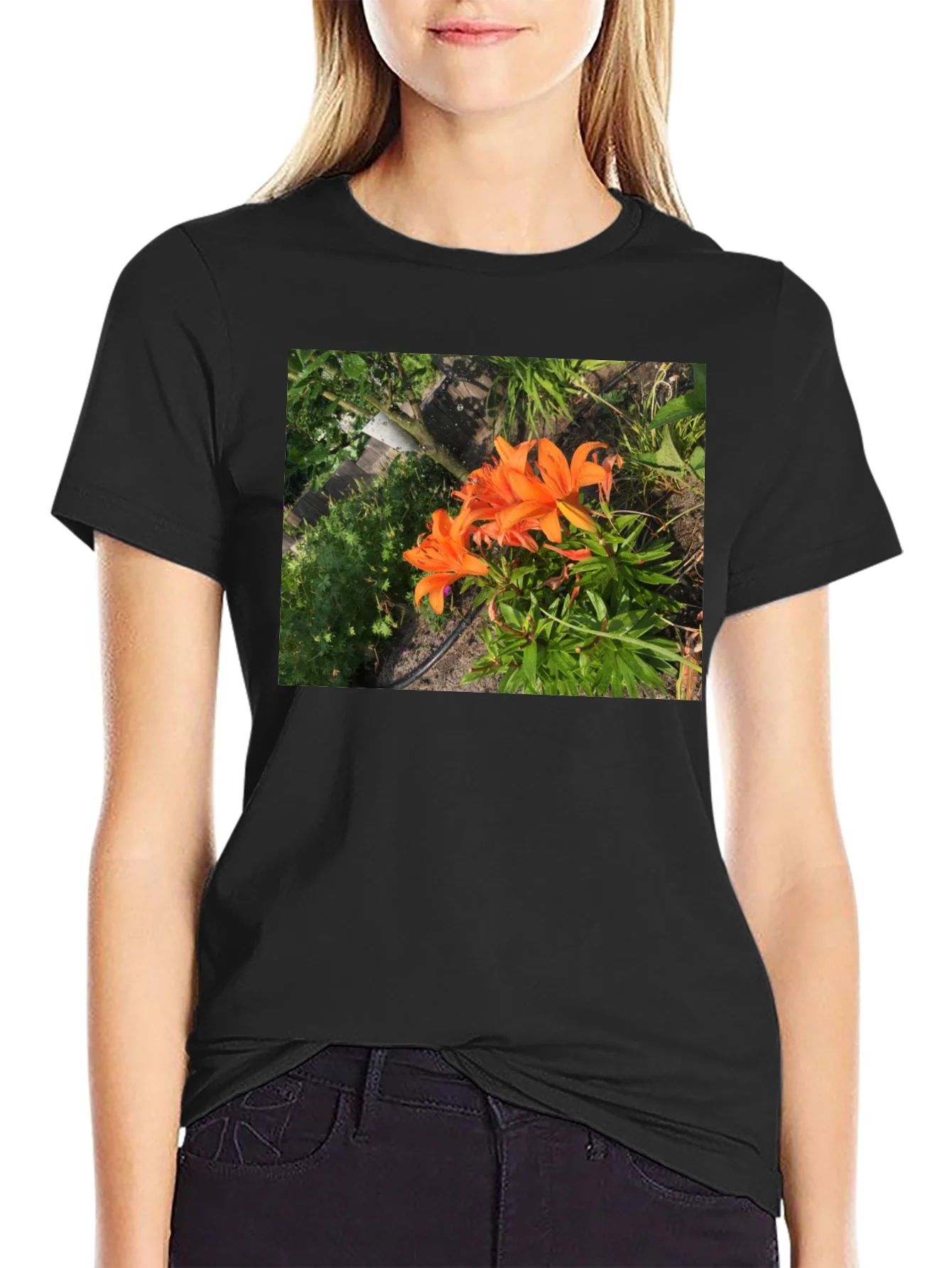 Orange Lily Garden T-Shirt - Nature Inspired Tee