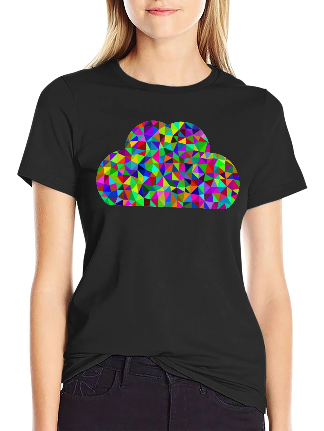 Colorful Cloud Graphic Tee - Black