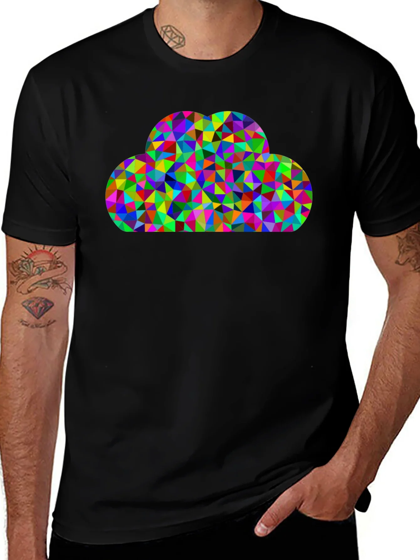 Colorful Cloud Graphic Tee - Black