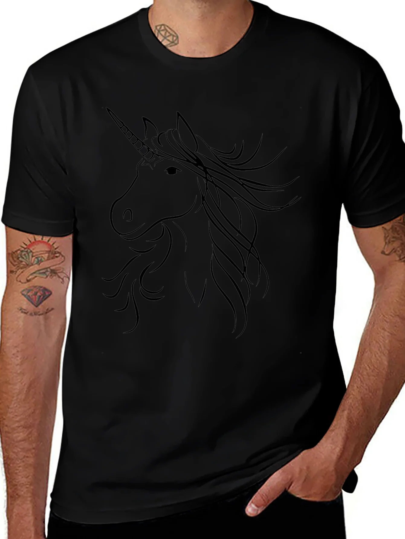Unicorn Graphic T-Shirt - Stylish Black Tee