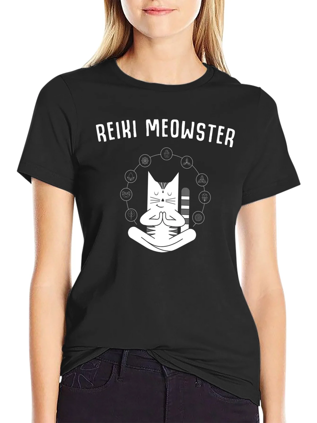 Reiki Meowster Black Graphic Tee