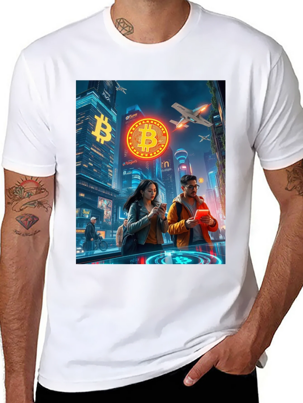 Bitcoin Cityscape Graphic T-Shirt