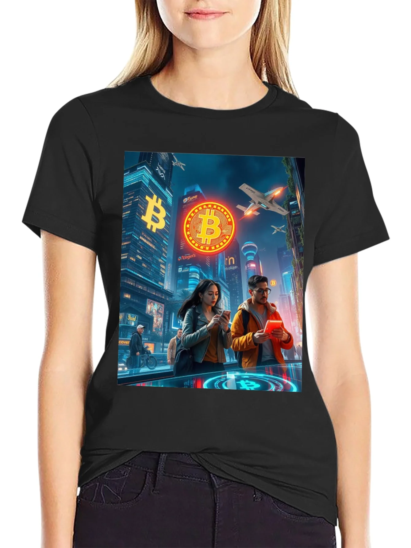Bitcoin Cityscape Graphic T-Shirt