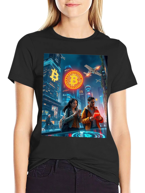 Bitcoin Cityscape Graphic T-Shirt