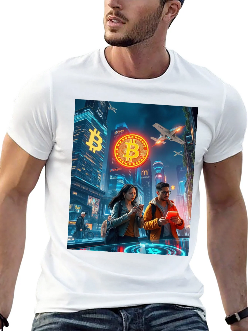 Bitcoin Cityscape Graphic T-Shirt