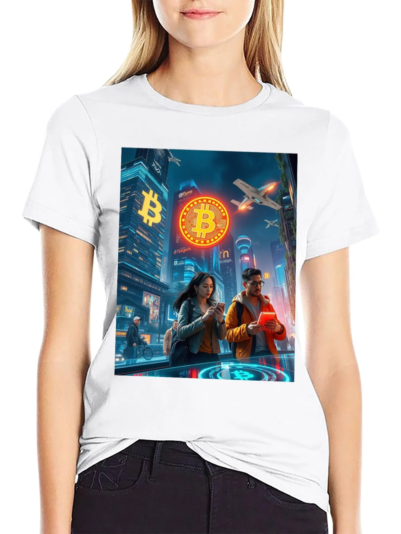 Bitcoin Cityscape Graphic T-Shirt
