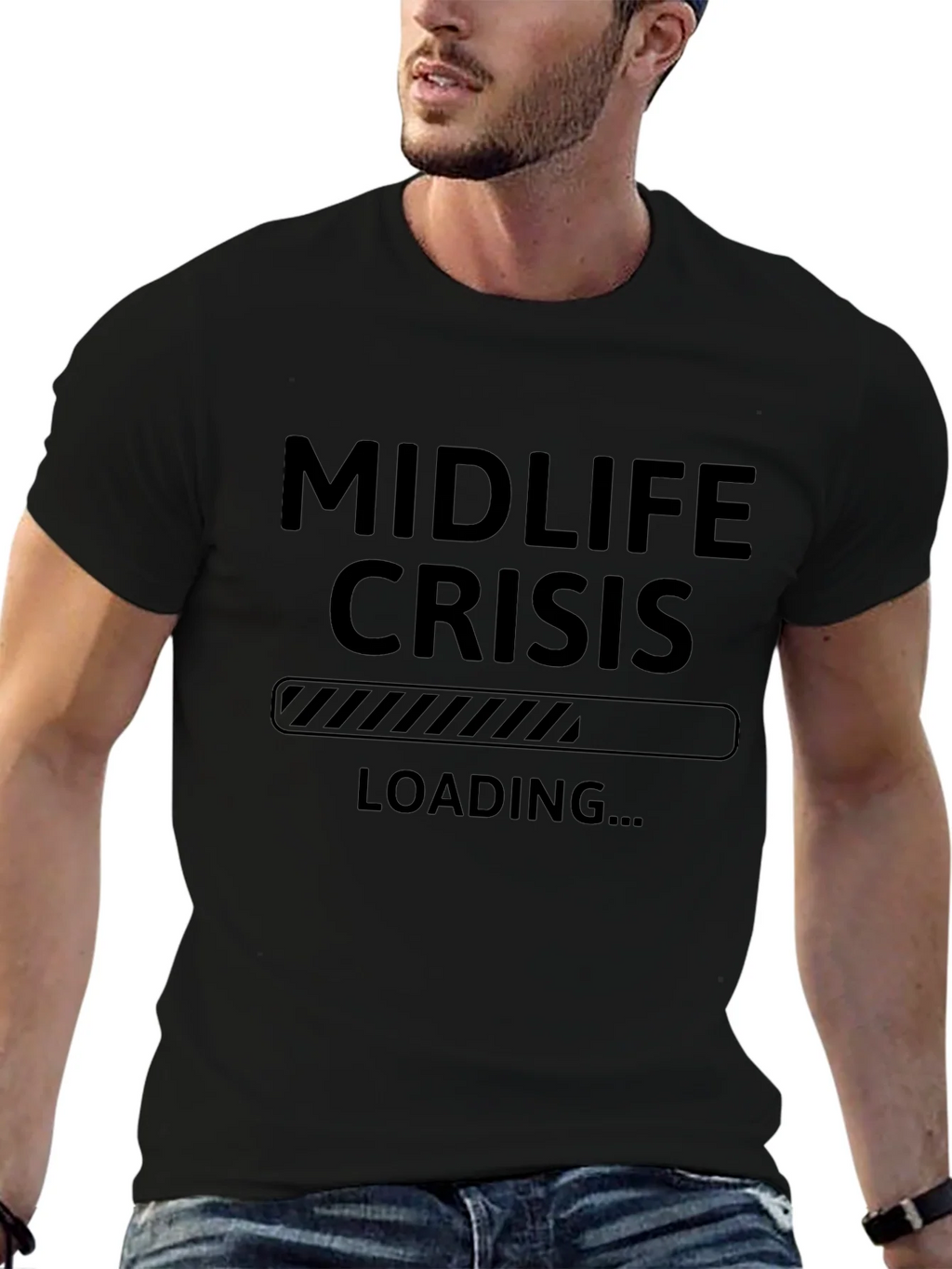 Midlife Crisis Loading Mens Black T-Shirt