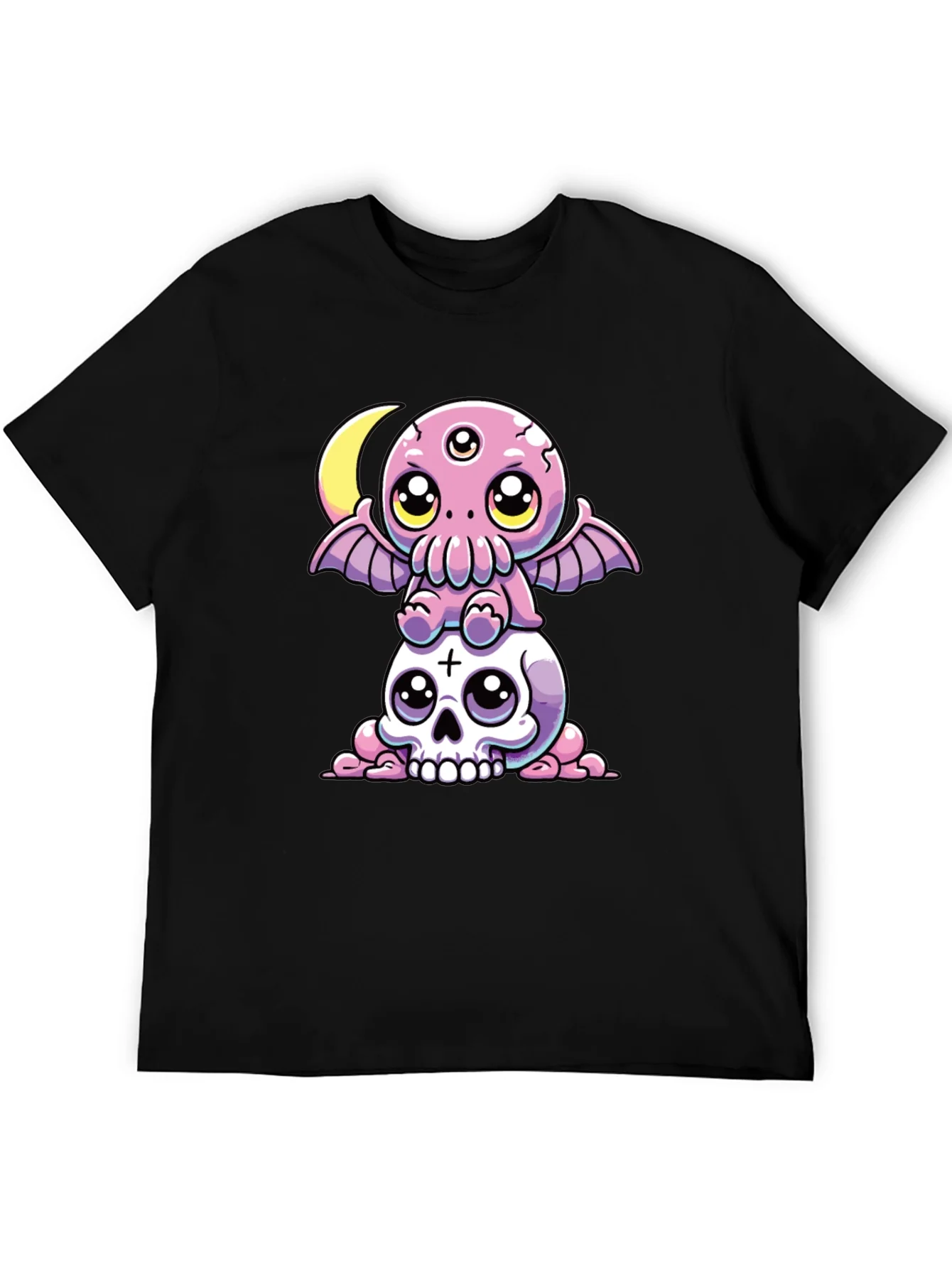 Cthulhu & Skull Graphic Tee - Black