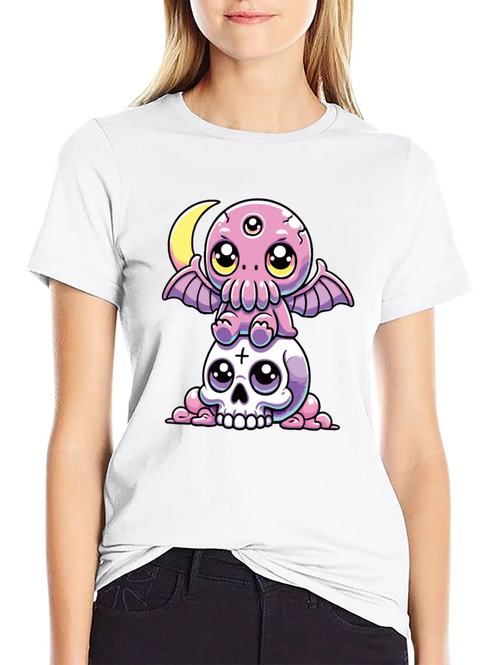 Cthulhu & Skull Graphic Tee - Black