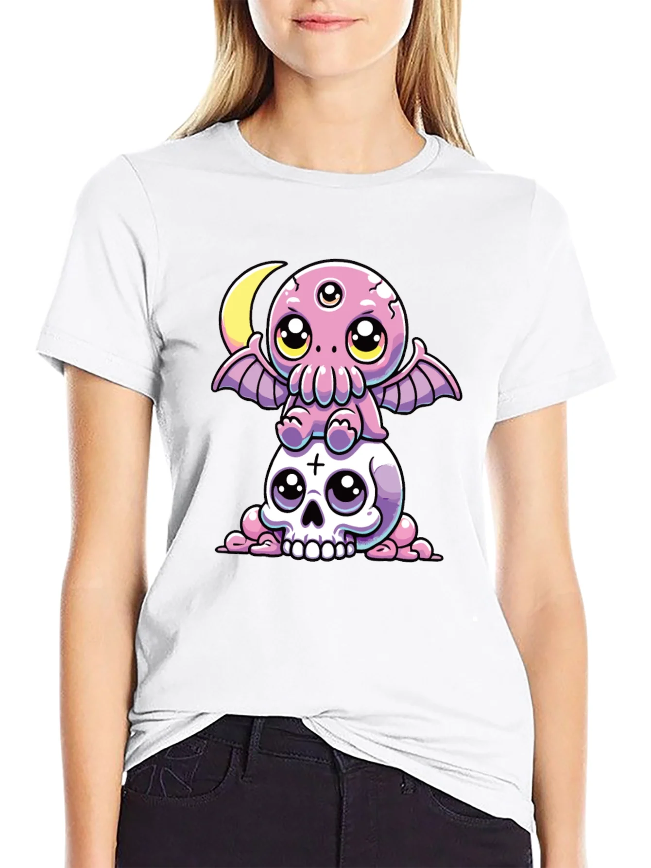Cthulhu & Skull Graphic Tee - Black