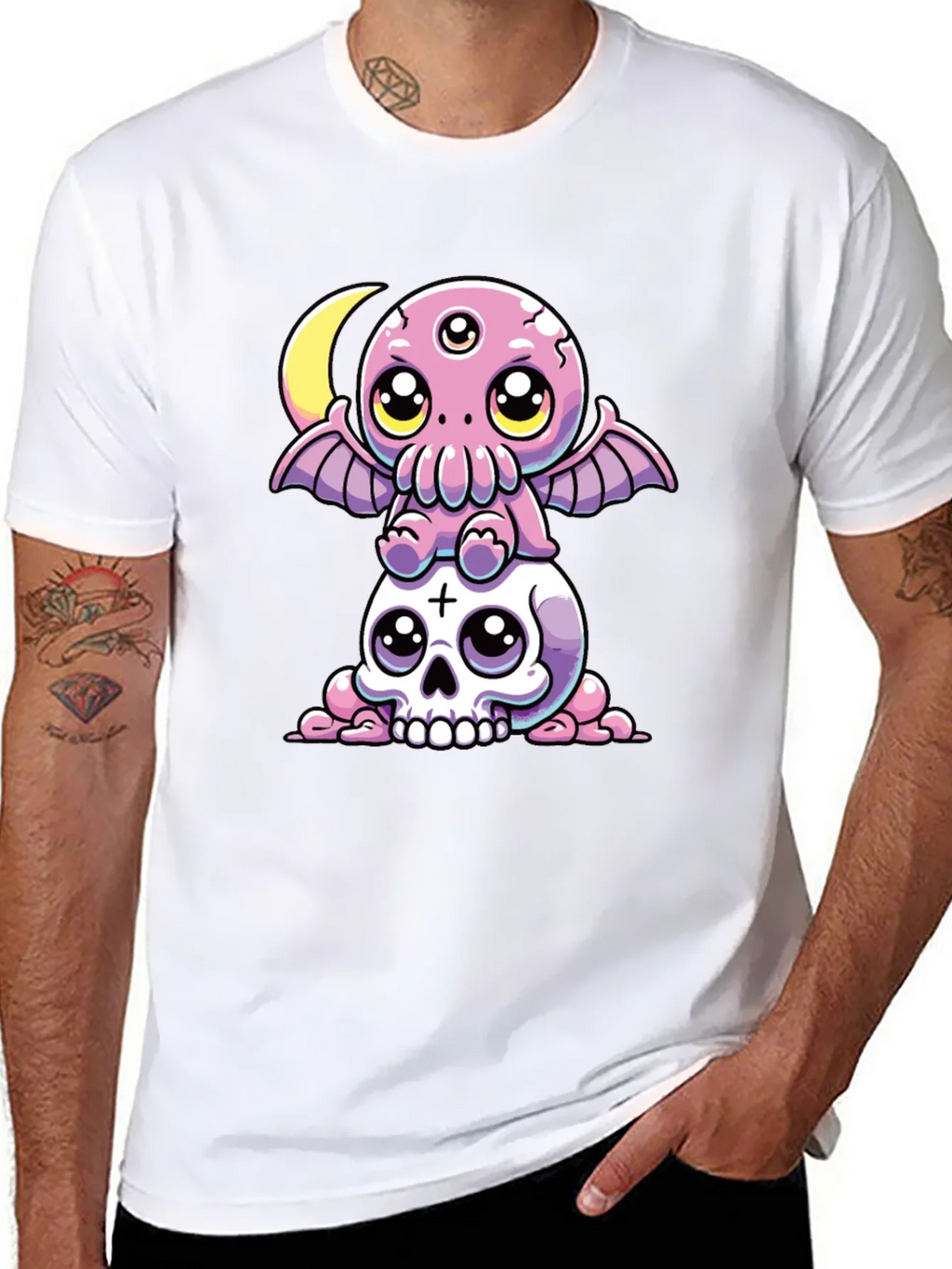 Cthulhu & Skull Graphic Tee - Black