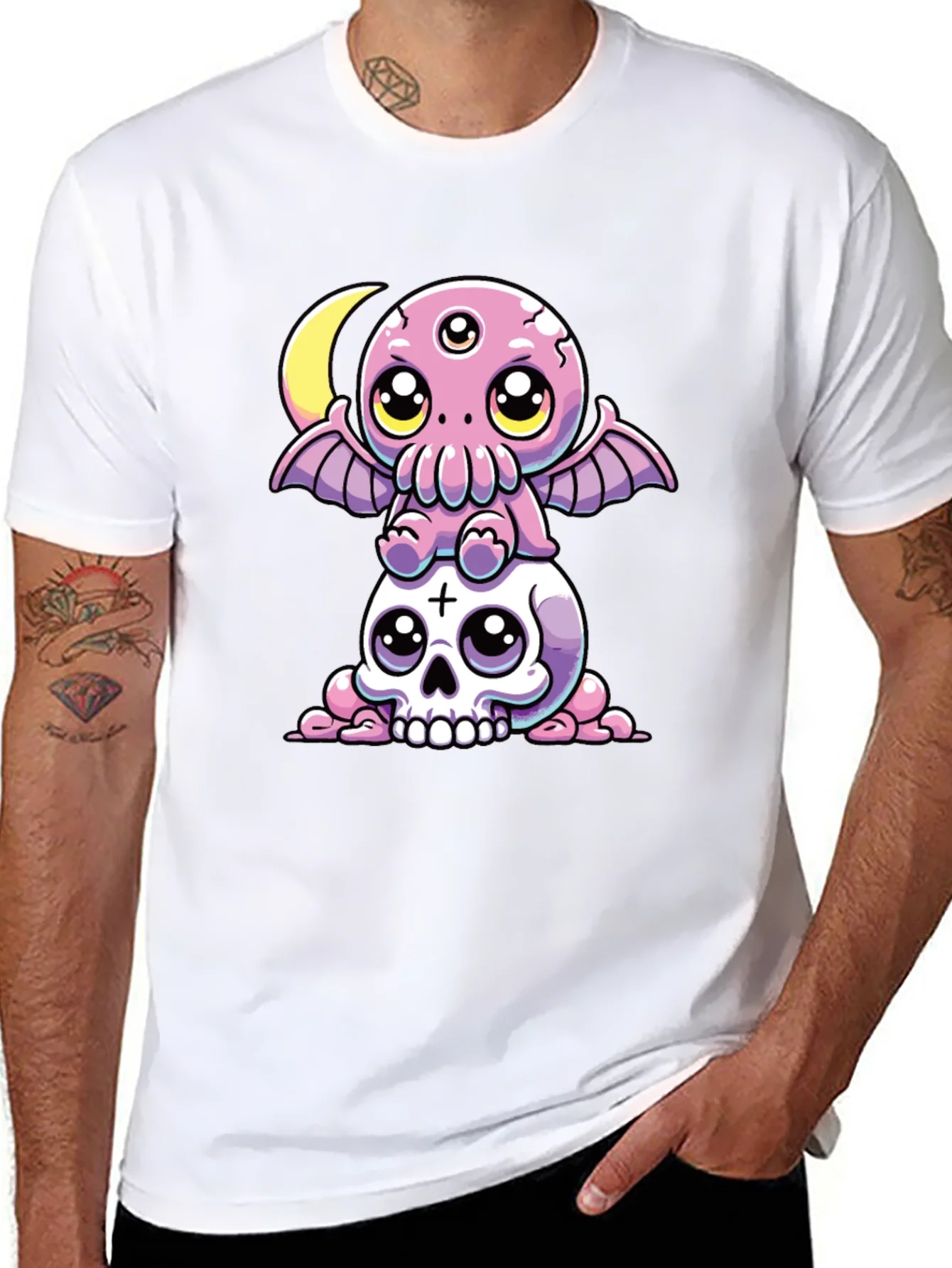 Cthulhu & Skull Graphic Tee - Black