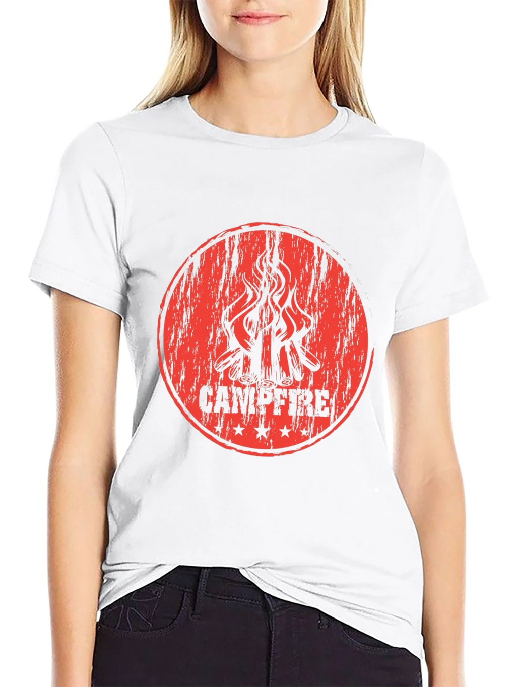 Campfire Graphic Print Black T-Shirt