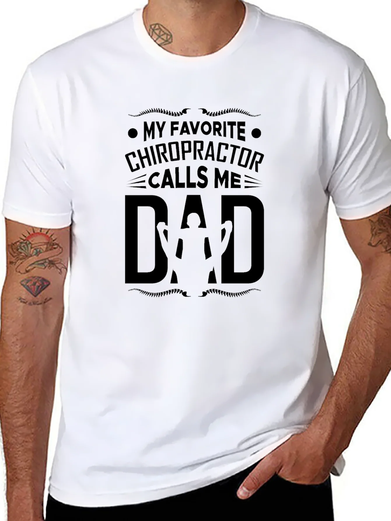 Chiropractor Dad Black T-Shirt