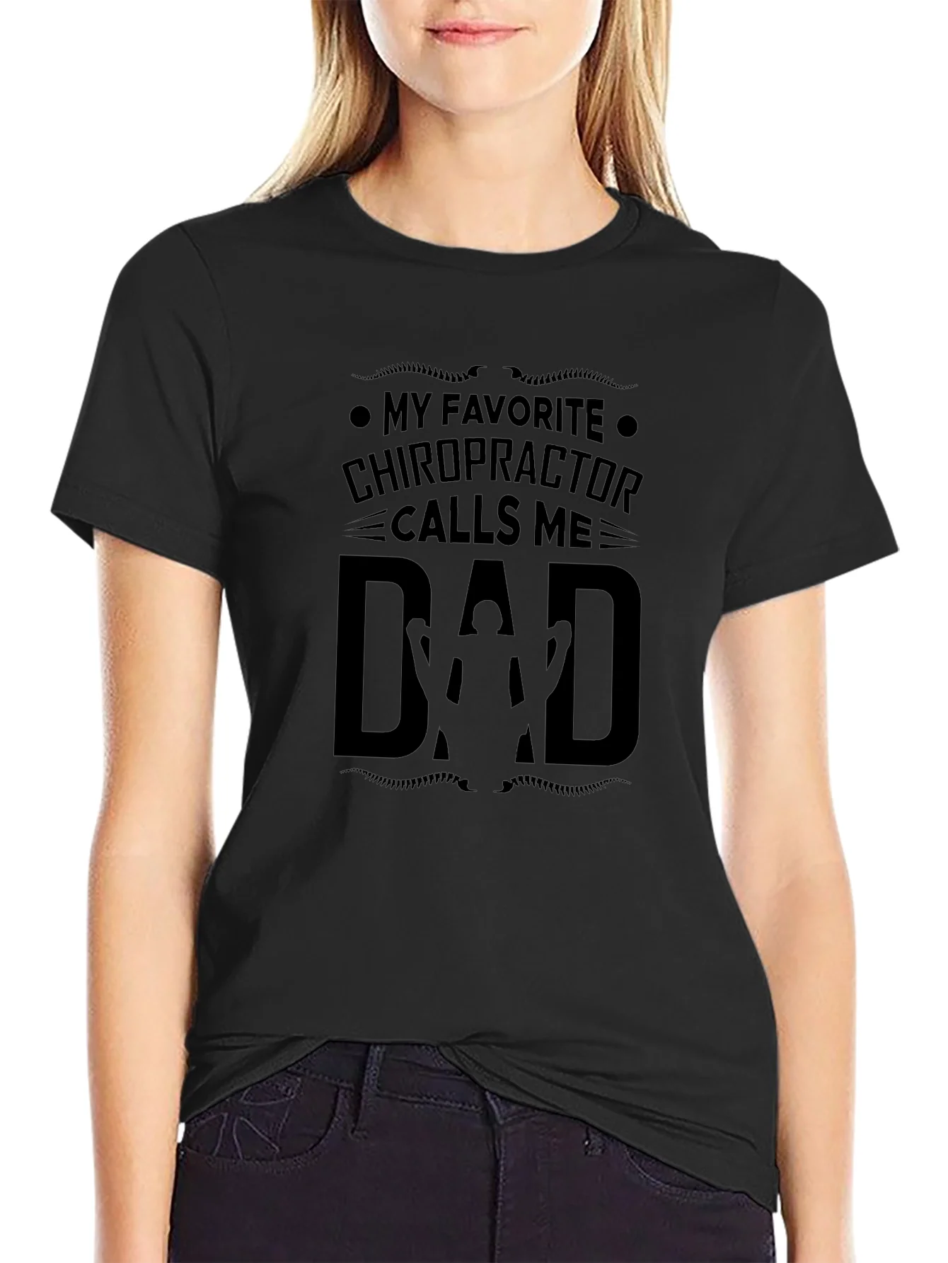 Chiropractor Dad Black T-Shirt