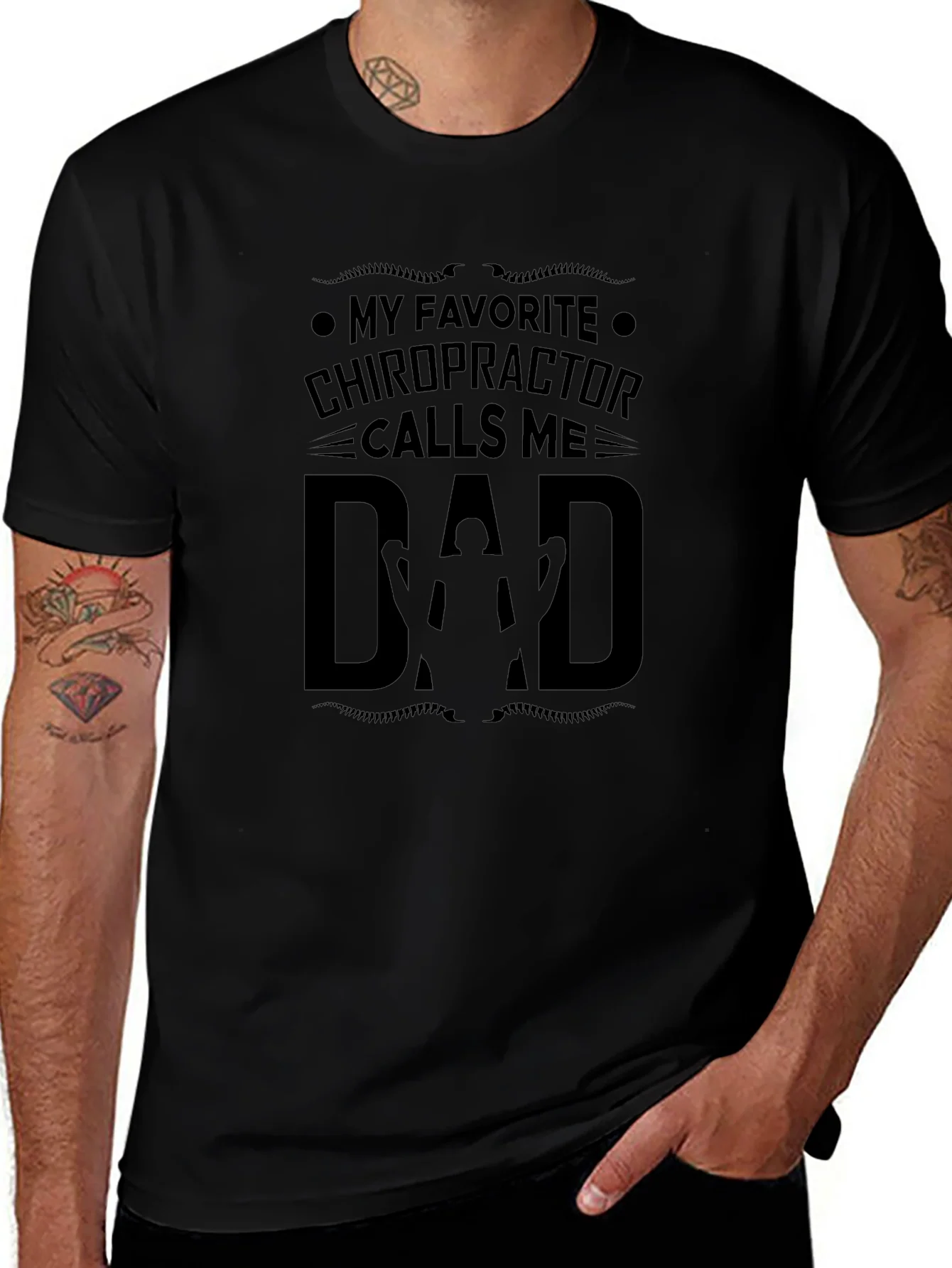 Chiropractor Dad Black T-Shirt