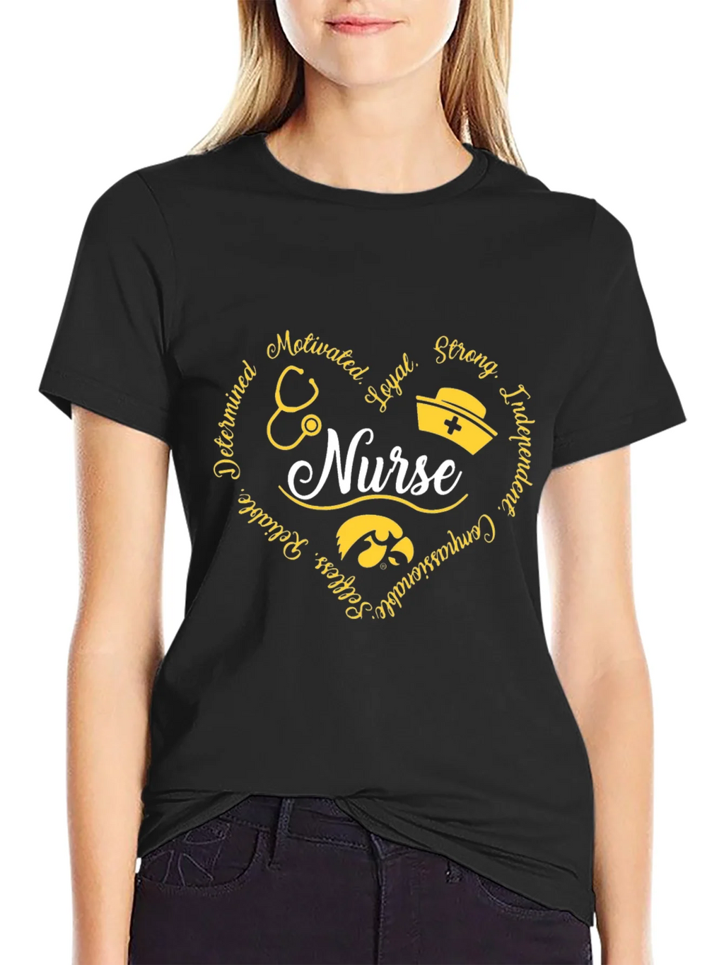 Nurse Heart Graphic Tee - Black