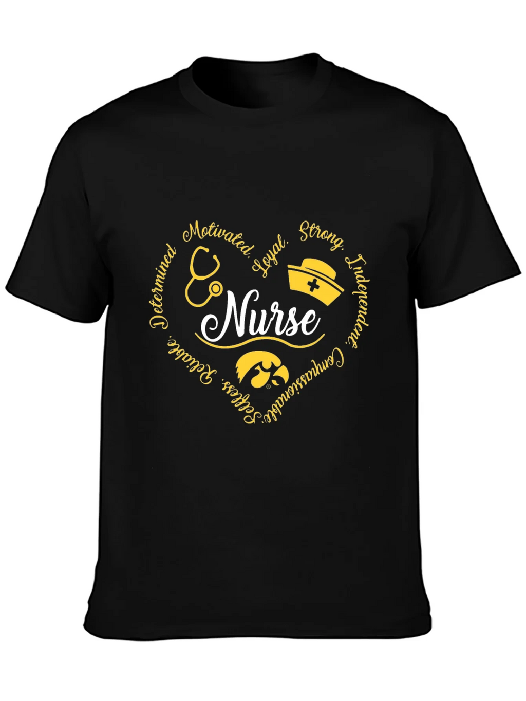Nurse Heart Graphic Tee - Black