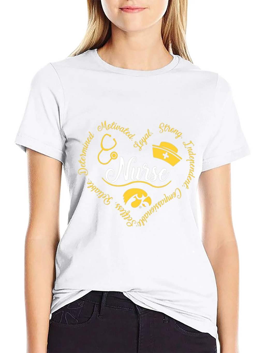Nurse Heart Graphic Tee - Black