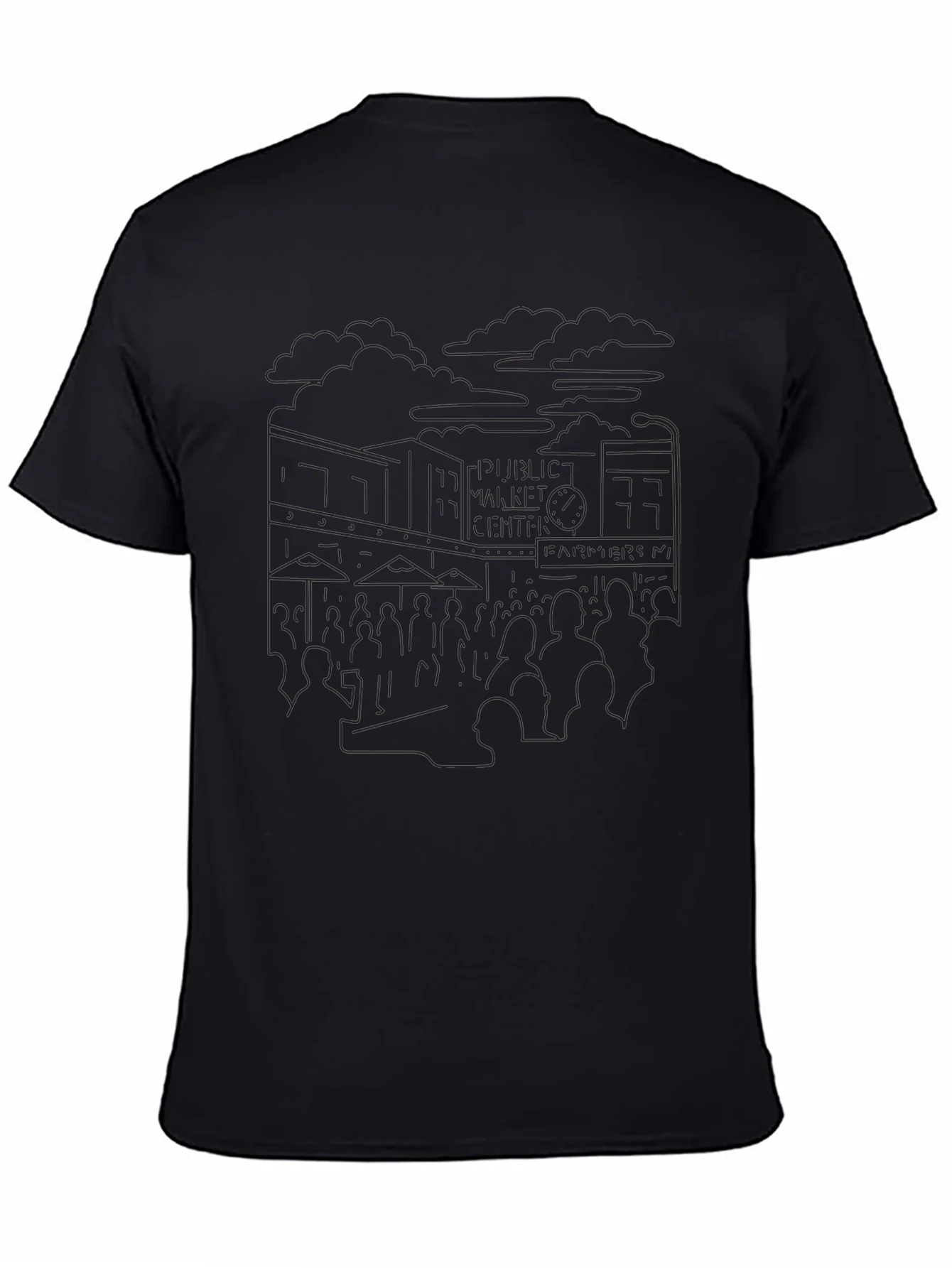 Seattle Pike Place Black Outline T-Shirt