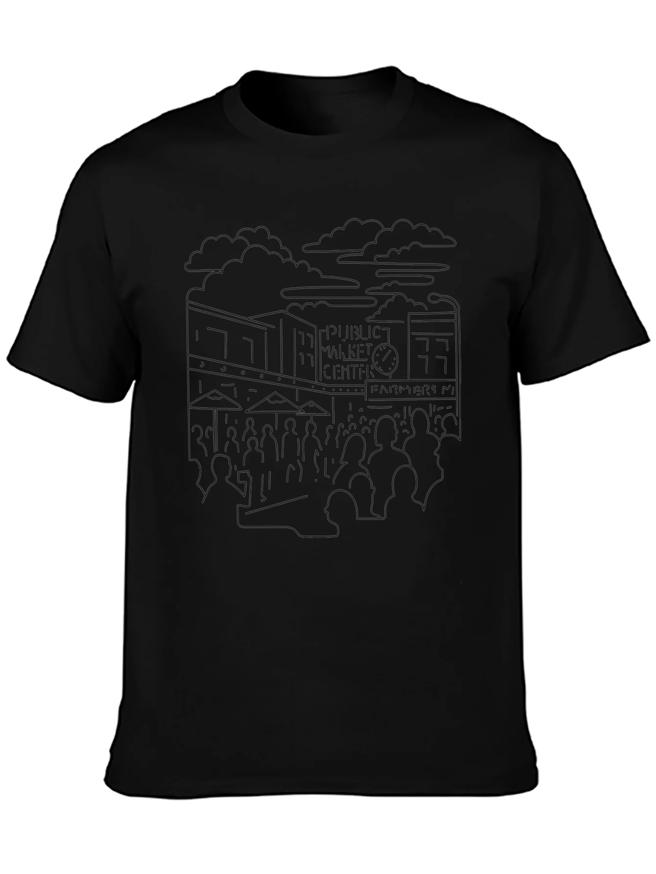 Seattle Pike Place Black Outline T-Shirt