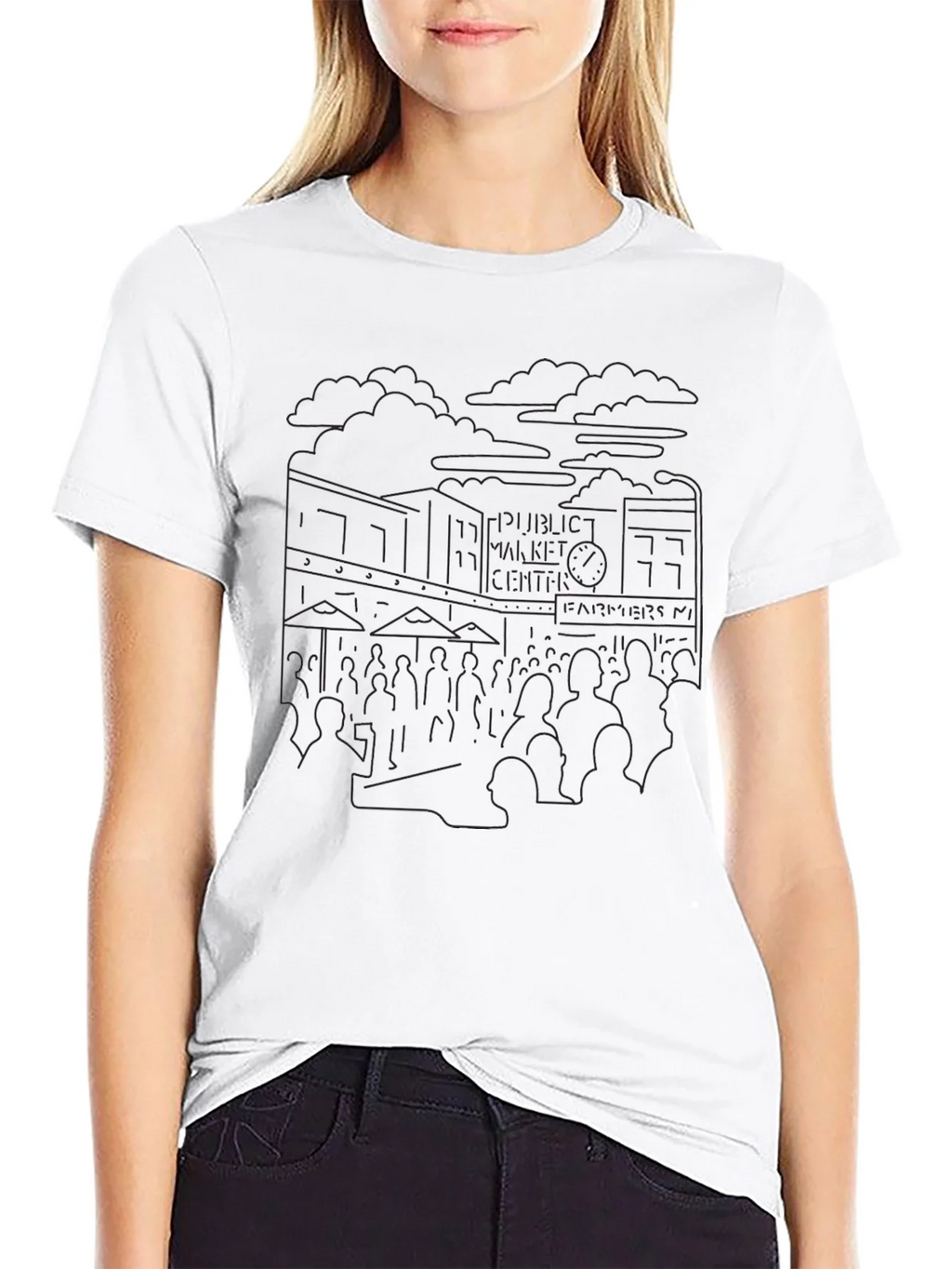 Seattle Pike Place Black Outline T-Shirt