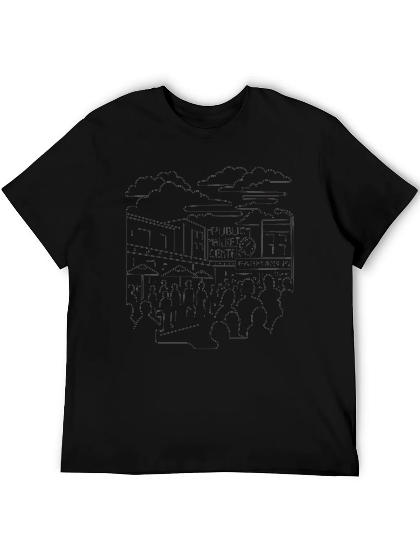Seattle Pike Place Black Outline T-Shirt