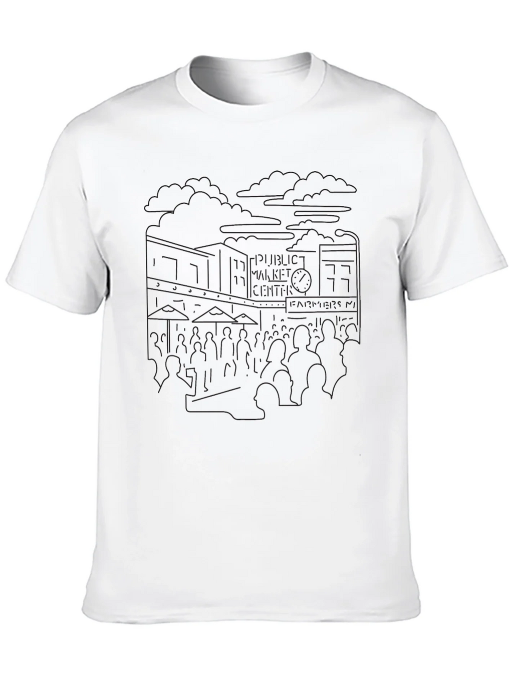Seattle Pike Place Black Outline T-Shirt