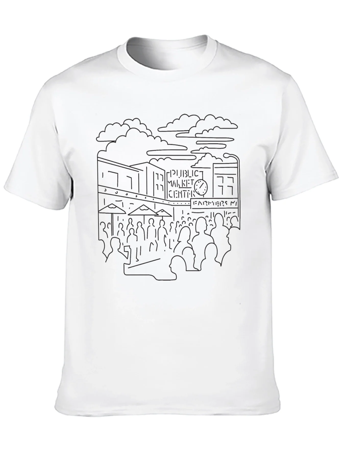 Seattle Pike Place Black Outline T-Shirt