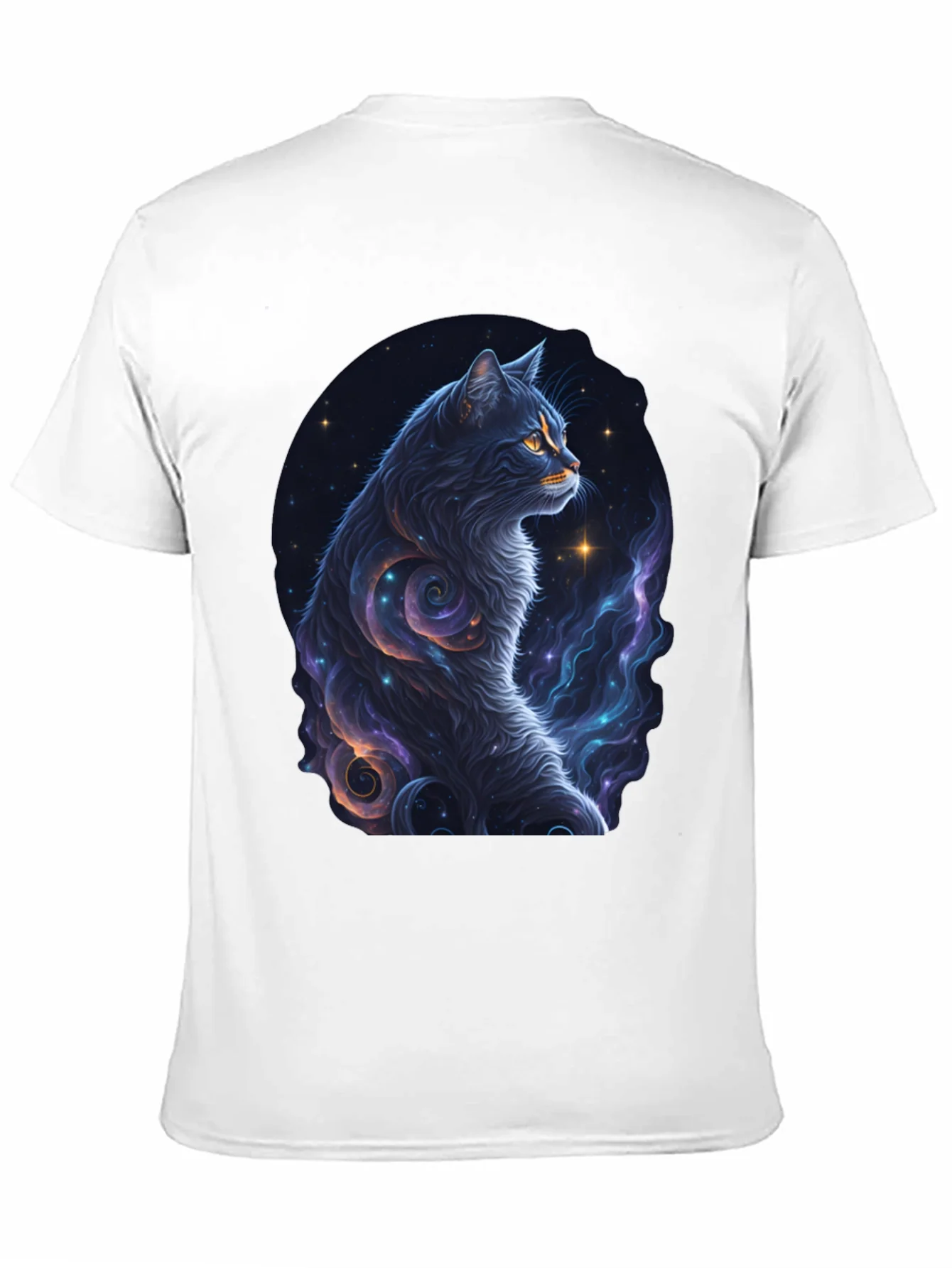 Cosmic Cat Graphic Tee - Stylish Black T-Shirt